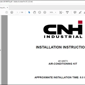 CNH Wheel Loader 521F, W110C Air-conditioning Kit Installation Instructions Manual(48148678)-PDF DOWNLOAD