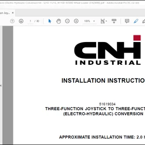 CNH Wheel Loader 521G-1121G, W110D-W300D Three-Function Joystick to Three-Function Lever (Electro-Hydraulic) Conversion Kit Installation Instructions Manual(51620666) - PDF DOWNLOAD