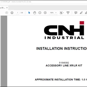 CNH Wheel Loader 521G ACCESSORY LINE XRLR KIT Installation Instructions Manual(51549396) - PDF DOWNLOAD
