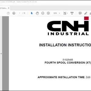 CNH Wheel Loader 521G Fourth Spool Conversion (XT) Installation Instructions Manual(51525504)  - PDF DOWNLOAD