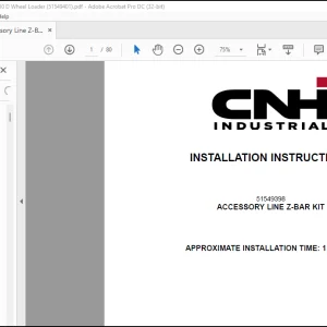 CNH Wheel Loader 521G W110 D ACCESSORY LINE Z-BAR KIT Installation Instructions Manual(51549401) - PDF DOWNLOAD