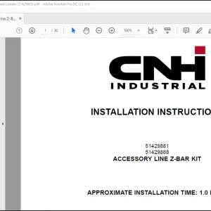 CNH Wheel Loader 521G W110 D Accessory Line Z-bar Kit Installation Instructions Manual(51429885) - PDF DOWNLOAD