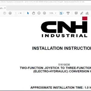 CNH Wheel Loader 521G-1121G, W110D-W300D TWO-FUNCTION JOYSTICK TO THREE-FUNCTION JOYSTICK (ELECTRO-HYDRAULIC) CONVERSION KIT Installation Instructions Manual(51621141) - PDF DOWNLOAD