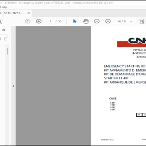 CNH Wheel Loader 621F 721F 821F 921F Emergency Starting Kit Installinon Instructions Manual(47595232) - PDF DOWNLOAD