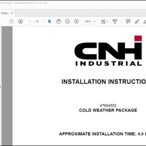 CNH Wheel Loader 621F 721F 821F 921F W130C W170C W190C W230C Cold Weather Package  Installation Instructions Manual(47904509) -  PDF DOWNLOAD