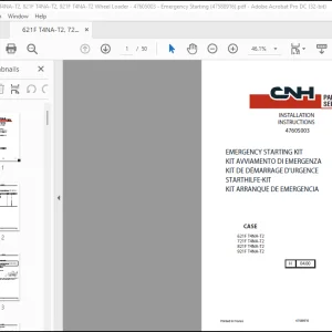 CNH Wheel Loader 621F T4NA-T2, 721F T4NA-T2, 821F T4NA-T2, 921F T4NA-T2 EMERGENCY STARTING KIT Installation Instructions Manual(47588916) - PDF DOWNLOAD