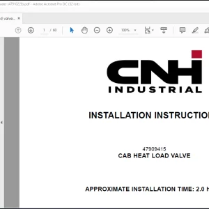 CNH Wheel Loader 621F W130C Cab Heat Load Valve Installation Instructions Manual(47910229) - PDF DOWNLOAD