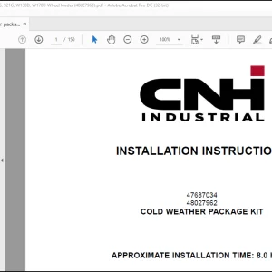 CNH Wheel Loader 621G, 721G, 821G, 921G, W130D, W170D Cold weather package kit Installation Instructions Manual(48027963)-PDF DOWNLOAD