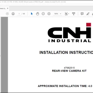 CNH Wheel Loader 621G 721G 821G W130 D W170 D W190D W230D Rear-View Camera Kit Installation Instructions Manual(47982516) - PDF DOWNLOAD
