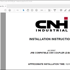 CNH Wheel Loader 621G JRB Compatible Cnh Coupler (Z-bar) Installation Instructions Manual(48135598) - PDF DOWNLOAD