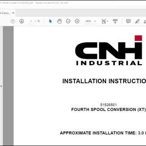CNH Wheel Loader 621G W130 D FOURTH SPOOL CONVERSION (XT) Installation Instructions Manual(51526502) - PDF DOWNLOAD