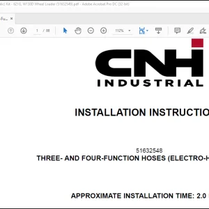 CNH Wheel Loader 621G W130D Three- and Four-Function Hoses (Electro-Hydraulic) Kit Installation Instructions Manual(51632549)-PDF DOWNLOAD