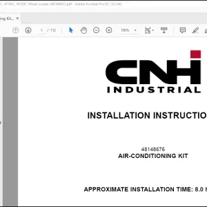 CNH Wheel Loader 721F 821F 921F W170C W190C W230C Air Conditioning Kit Installation Instructions Manual(48148681)-PDF DOWNLOAD