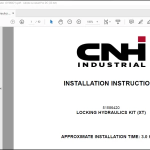CNH Wheel Loader 721F LOCKING HYDRAULICS KIT (XT) Installation Instructions Manual(51586421) - PDF DOWNLOAD