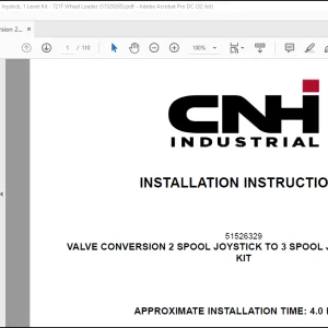 CNH Wheel Loader 721F VALVE CONVERSION 2 SPOOL JOYSTICK TO 3 SPOOL JOYSTICK, 1 LEVER KIT Installation Instructions Manual(51528265) - PDF DOWNLOAD