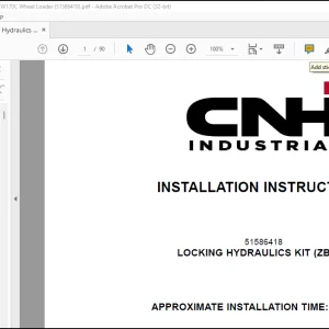 CNH Wheel Loader 721F W170C Locking Hydraulics Kit Installation Instructions Manual(51586419) - PDF DOWNLOAD