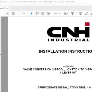CNH Wheel Loader 821F 821F ZBAR W190C VALVE CONVERSION 2-SPOOL, JOYSTICK TO 3-SPOOL, JOYSTICK, 1-LEVER KIT Installation Instructions Manual(48198972) - PDF DOWNLOAD
