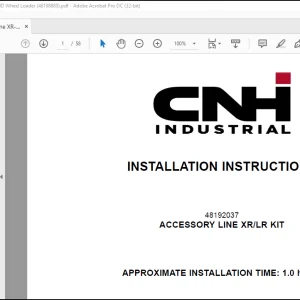 CNH Wheel Loader 821G 921G W190D ACCESSORY LINE XR/LR KIT Installation Instructions Manual(48198889) - PDF DOWNLOAD
