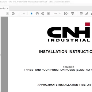 CNH Wheel Loader 821G 921G W190D W230DThree- and four-function hoses (electro-hydraulic) Installation Instructions Manual(51522694) - PDF DOWNLOAD