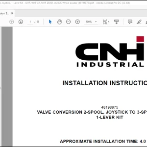 CNH Wheel Loader 921F W230C VALVE CONVERSION 2-SPOOL, JOYSTICK TO 3-SPOOL, JOYSTICK, 1-LEVER KIT Installation Instructions Manual(48198976) - PDF DOWNLOAD