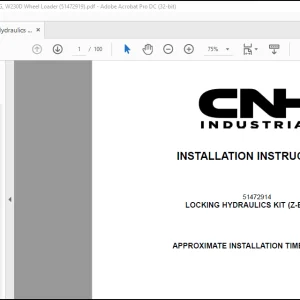 CNH Wheel Loader LOCKING HYDRAULICS KIT (Z-BARXR) 921G W230D INSTALLATION INSTRUCTIONS Manual (51472919) - PDF DOWNLOAD