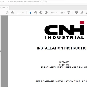 CNH excavator E17C CX17C CX18C CX18C FIRST AUXILIARY LINES ON ARM KIT Installation Instructions Manual(51564063)_EN_FR_IT_DE_ES  -  PDF DOWNLOAD