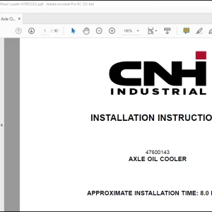 CNH wheel Loader 1121F W300C AXLE OIL COOLER Installation Instructions Manual(47603333) - PDF DOWNLOAD