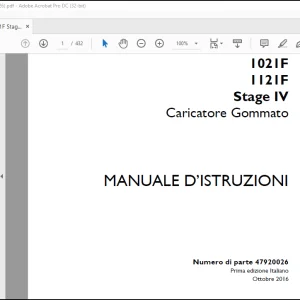 Case 1021F 1121F Stage IV Caricatore Gommato MANUALE D’ISTRUZIONI(47920026)  - PDF DOWNLOAD (Italian)