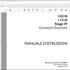 Case 1021G 1121G Stage IV Caricatore Gommato MANUALE D’ISTRUZIONI(51418961)  - PDF DOWNLOAD (Italian)