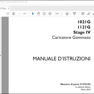 Case 1021G 1121G Stage IV Caricatore Gommato MANUALE D’ISTRUZIONI(51576103)  - PDF DOWNLOAD (Italian)