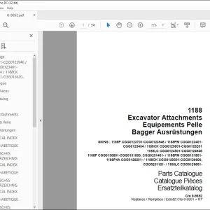 Case 1188 Excavator Attachments Parts Catalogue Manual 8-9852 - PDF DOWNLOAD