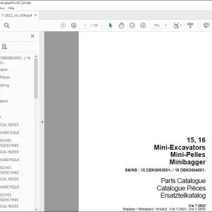 Case 15 16 Mini-Excavators Parts Catalogue Manual 7-2822 EN_FR_DE - PDF DOWNLOAD (Spanish)