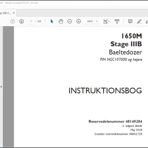 Case 1650M Stage IIIB Baeltedozer INSTRUKTIONSBOG(48149284) -  PDF DOWNLOAD (Danish)