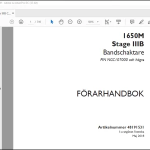 Case 1650M Stage IIIB Bandschaktare FÖRARHANDBOK(48191531)-PDF DOWNLOAD (Swedish)