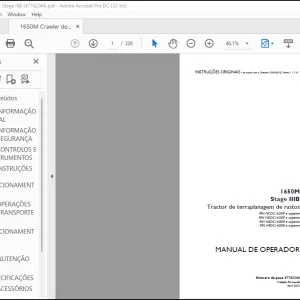 Case 1650M Stage IIIB Tractor de terraplanagem de rastosre MANUAL DE OPERADOR 47742344 - PDF DOWNLOAD (Portuguese)