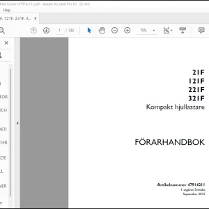 Case 21F  121F 221F 321F Kompakt hjullastare FÖRARHANDBOK Manual(47914211)-PDF DOWNLOAD (Swedish)