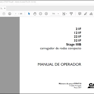 Case 21F 121F 221F 321F Stage IIIB Carregador de rodas compacto MANUAL DE OPERADOR(47954718) - PDF DOWNLOAD (Portuguese)