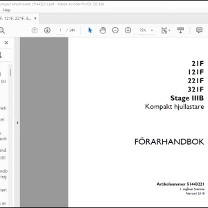 Case 21F 121F 221F 321F Stage IIIB Kompakt hjullastare FÖRARHANDBOK Manual(51443221)-PDF DOWNLOAD (Swedish)