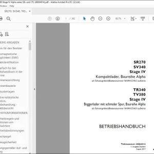 Case 270 SV340 Stage IV Kompaktlader TR340 TV380 Stage IV Baggerlader mit schmaler Spur Baureihe Alph BETRIEBSHANDBUCH 48064814 - PDF DOWNLOAD (German)