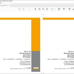 Case 28 31 35 Mini-Excavators Parts Catalogue Manual 7-2832 EN_FR_DE PDF