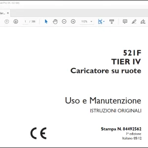 Case 521F TIER IV Caricatore su ruote Uso e Manutenzione Manual(84492562)  - PDF DOWNLOAD (Italian)