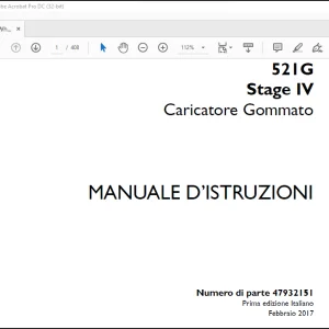 Case 521G Stage IV Caricatore Gommato MANUALE D’ISTRUZIONI(47932151) - PDF DOWNLOAD (Italian)