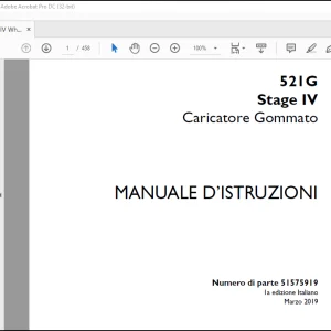 Case 521G Stage IV Caricatore Gommato MANUALE D’ISTRUZIONI(51575919)  - PDF DOWNLOAD (Italian)