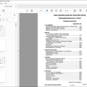 Case 580K BAGGERLADER MIT HECKTIEFLÕFFEL Werkstatthandbuch Don 7-35441 - PDF DOWNLOAD (German)