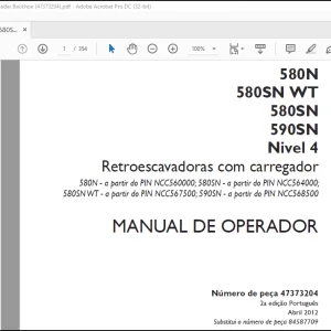 Case 580N 580SN WT 580SN 590SN Nivel 4 Retroescavadoras com carregador MANUAL DE OPERADOR(47373204) - PDF DOWNLOAD (Portuguese)