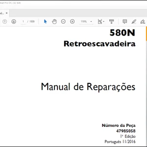 Case 580N Retroescavadeira Manual de Reparações(47985058) - PDF DOWNLOAD(Portuguese)