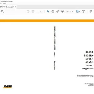 Case 580SR 580SR+ 590SR 695SR SERIES 3 Baggerlader Betriebsanleitung 87677818 - PDF DOWNLOAD (German)