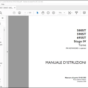 Case 580ST 590ST 695ST Stage IV Terne MANUALE D’ISTRUZIONI(51421353) -  PDF DOWNLOAD (Italian)