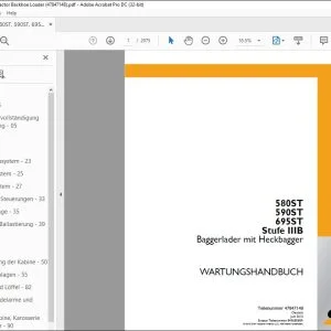 Case 580ST 590ST 695ST Stufe IIIB Baggerlader mit Heckbagger WARTUNGSHANDBUCH 47847148 - PDF DOWNLOAD (German)