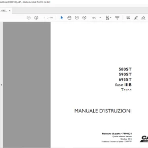 Case 580ST 590ST 695ST fase IIIB Terne MANUALE D’ISTRUZIONI 47900138 - PDF DOWNLOAD (Italian)